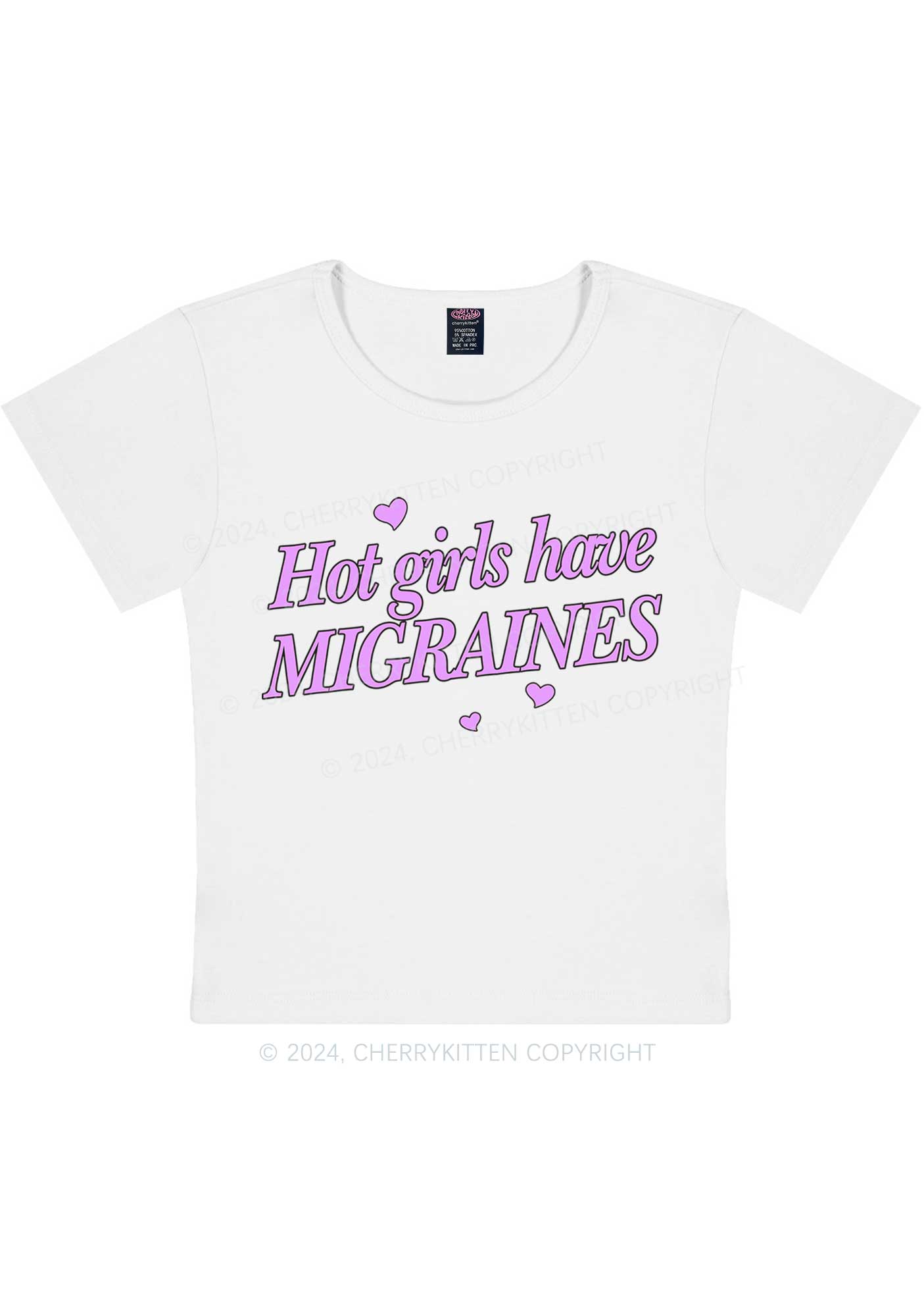 Hot Girls Have Migraines Y2K Baby Tee Cherrykitten