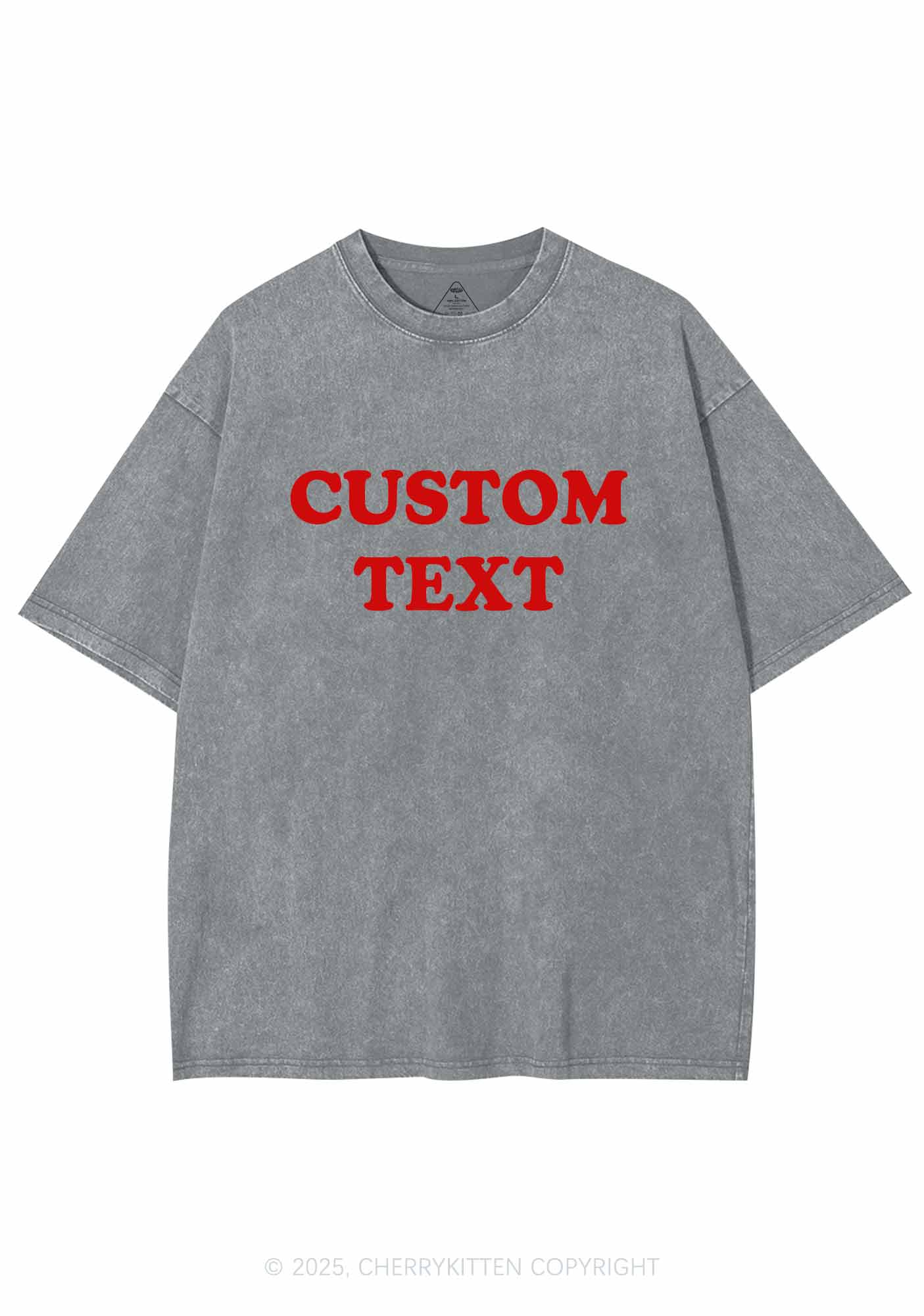 Custom Text Y2K Washed Tee Cherrykitten