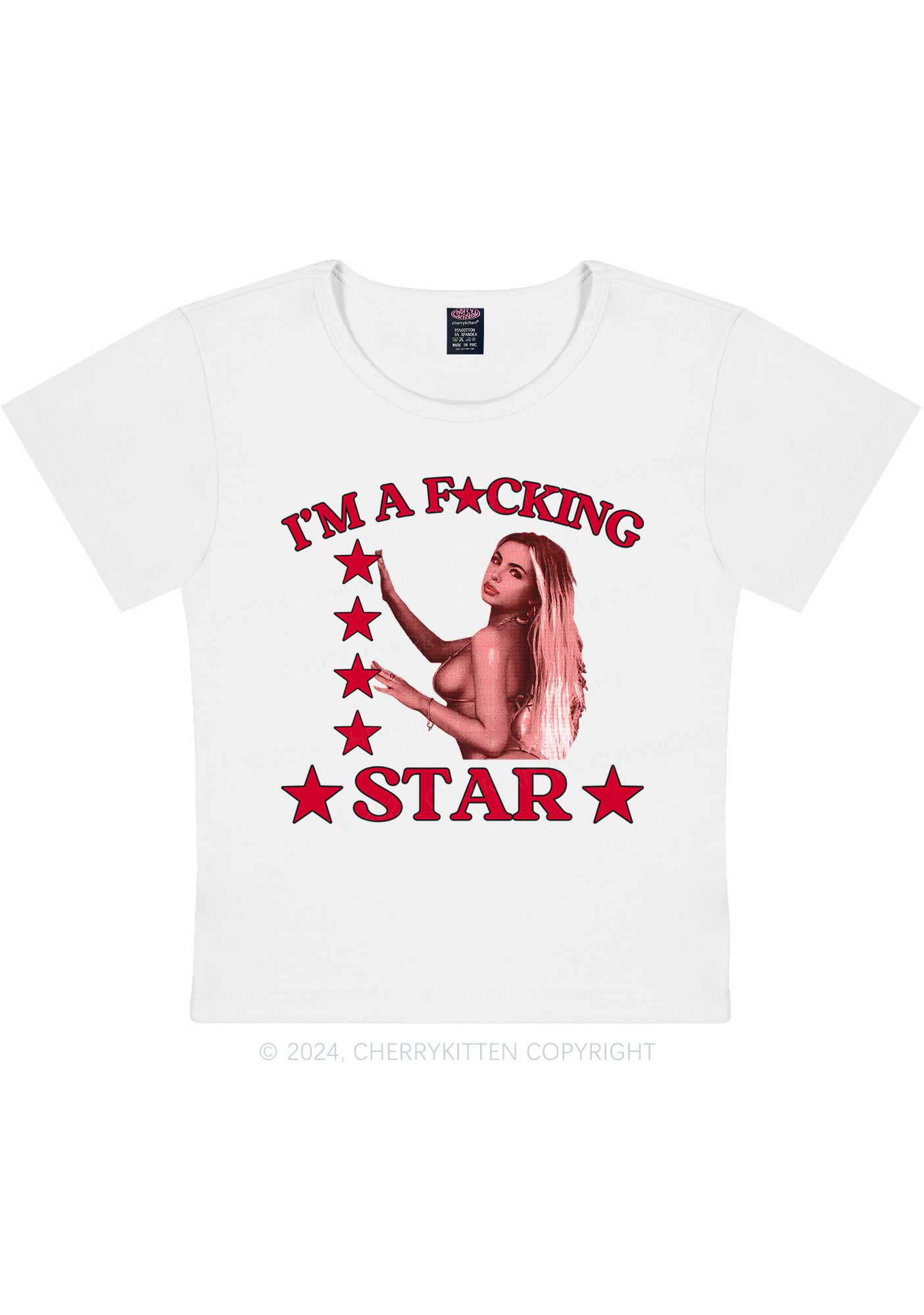 Custom Portrait Fxxking Star Y2K Baby Tee Cherrykitten