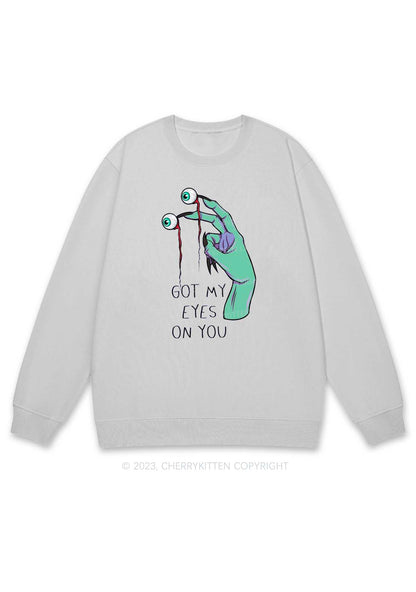 Got My Eyes On You Fingers Halloween Y2K Sweatshirt Cherrykitten