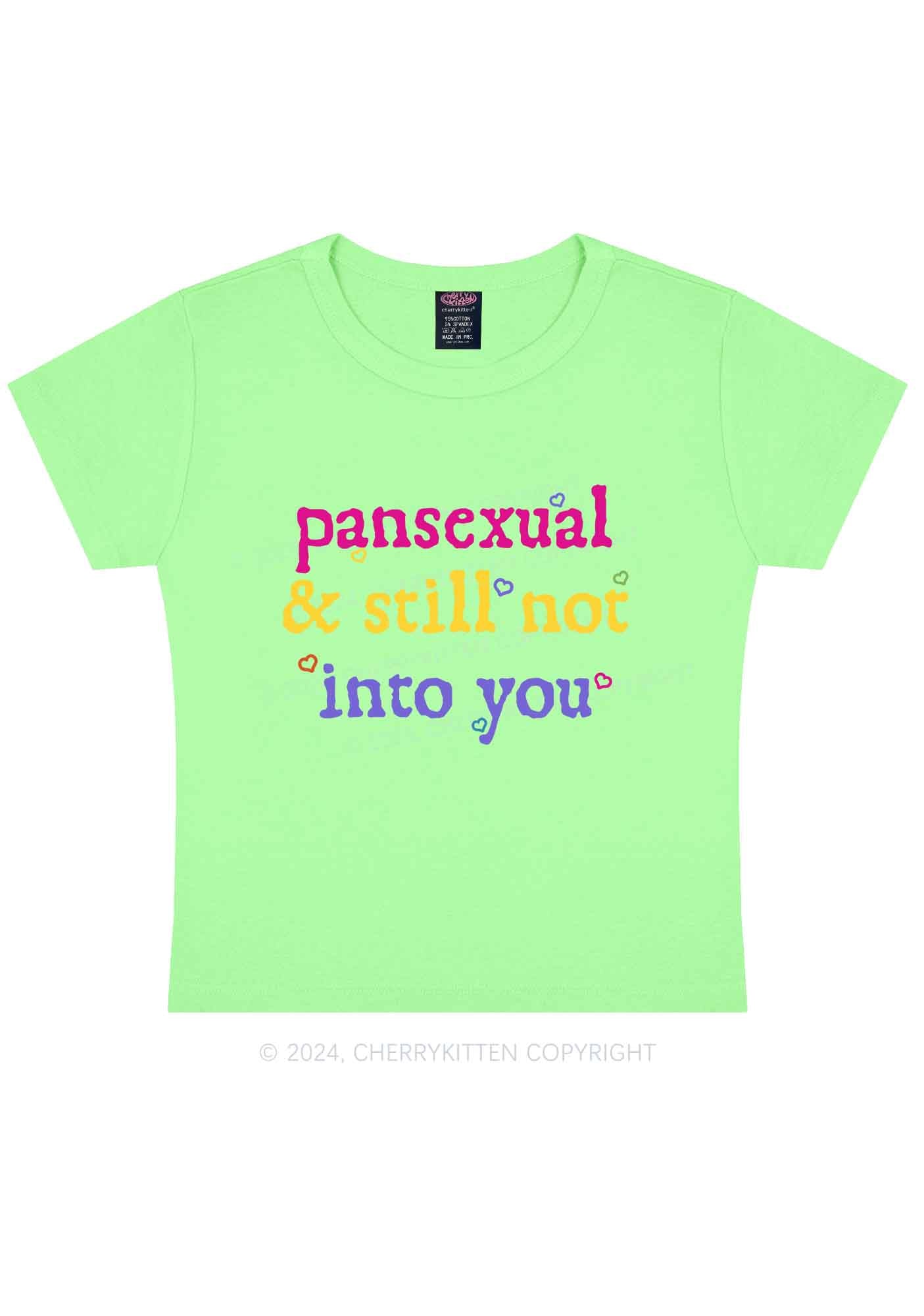 Pansexual Not Into You Y2K Baby Tee Cherrykitten