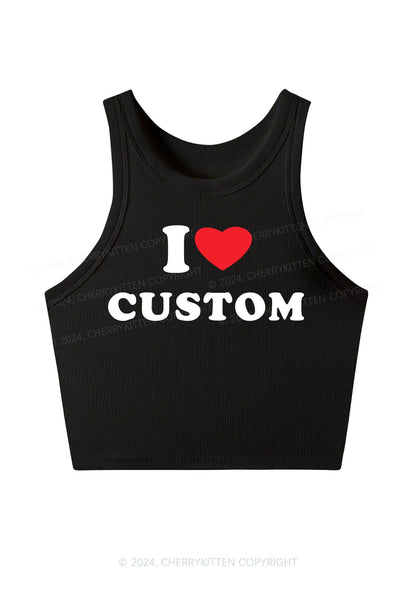 I Love Custom Personalized Y2K Crop Tank Top Cherrykitten