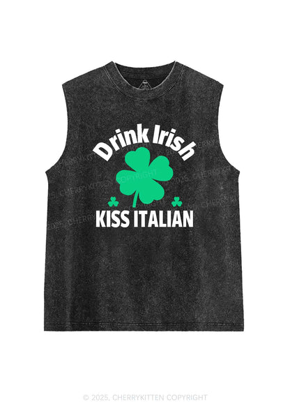 Drink Irish Kiss Italian St Patricks Y2K Washed Tank Cherrykitten