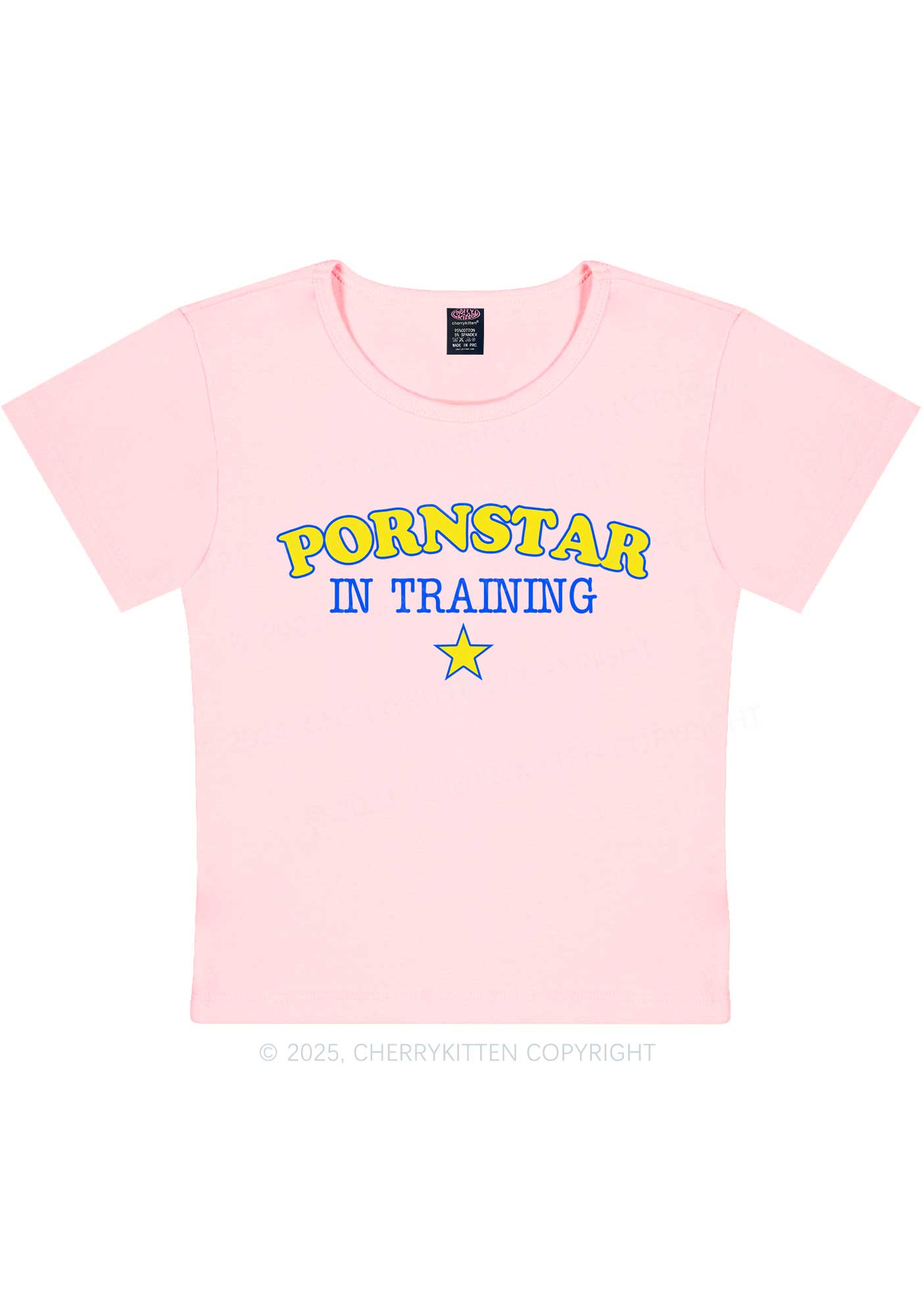 Pxrnstar In Training Y2K Baby Tee Cherrykitten