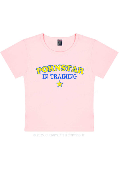 Pxrnstar In Training Y2K Baby Tee Cherrykitten