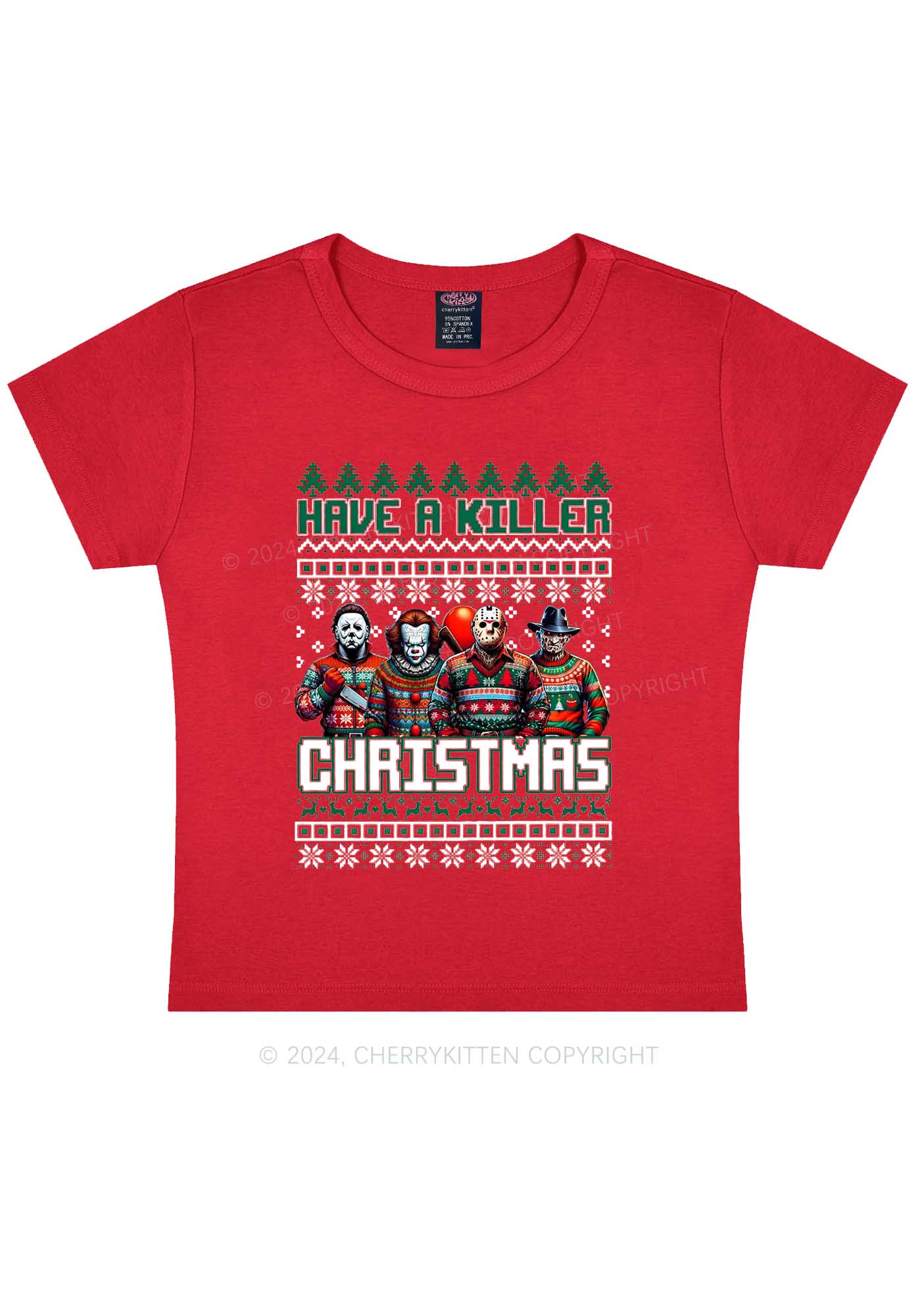 Christmas Have A Killer Y2K Baby Tee Cherrykitten