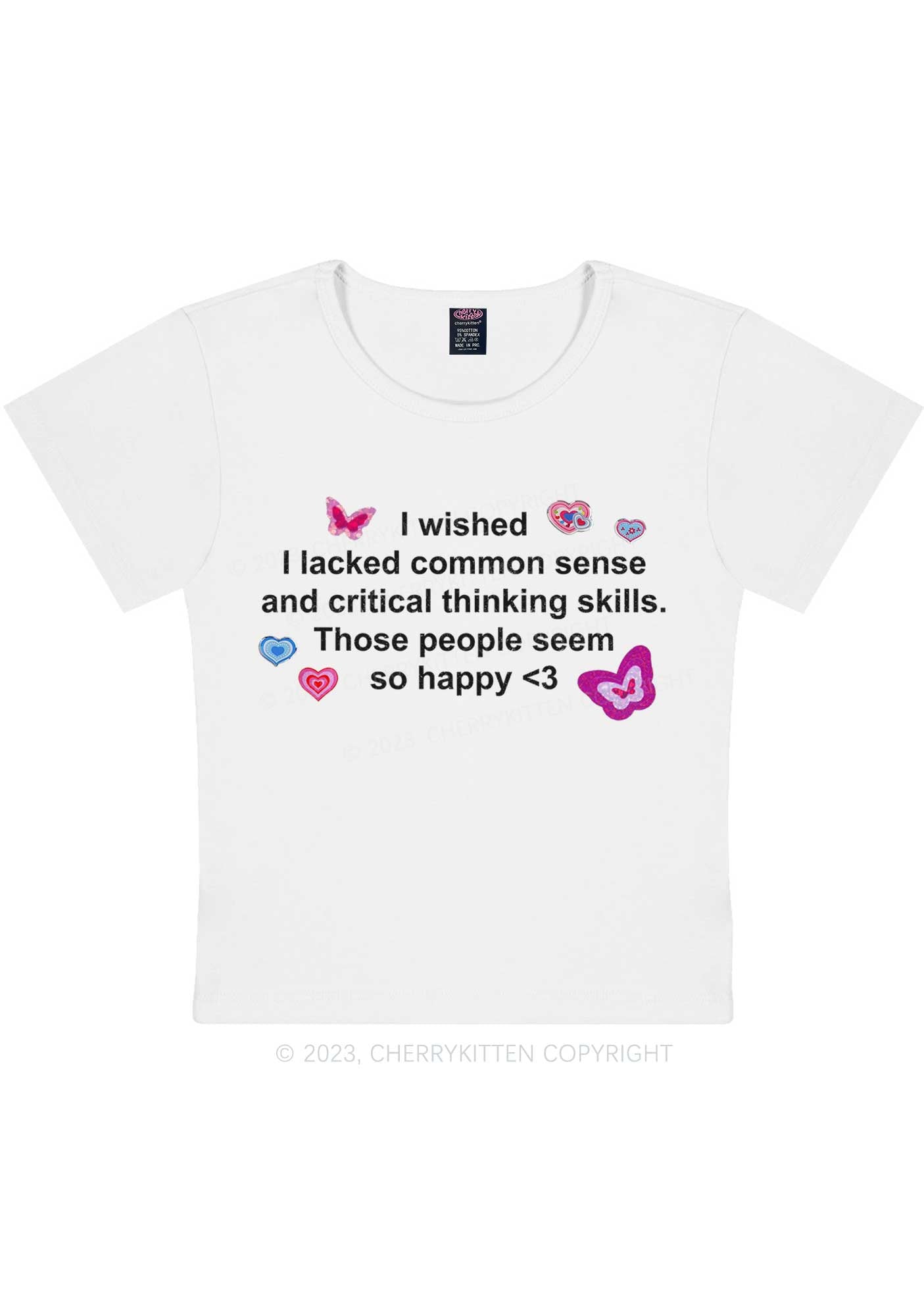 Curvy Lacked Critical Thinking Skills Y2K Baby Tee Cherrykitten