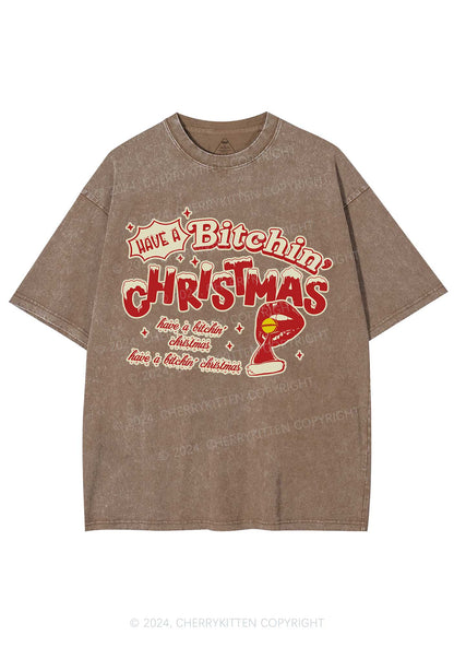 Christmas Red Lips Y2K Washed Tee Cherrykitten