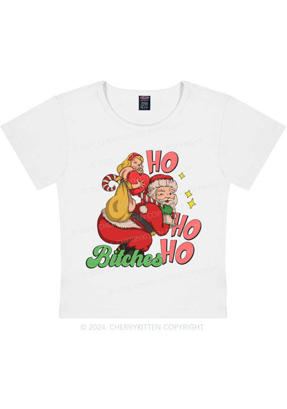 Christmas Ho Ho Ho Bxxches Y2K Baby Tee Cherrykitten