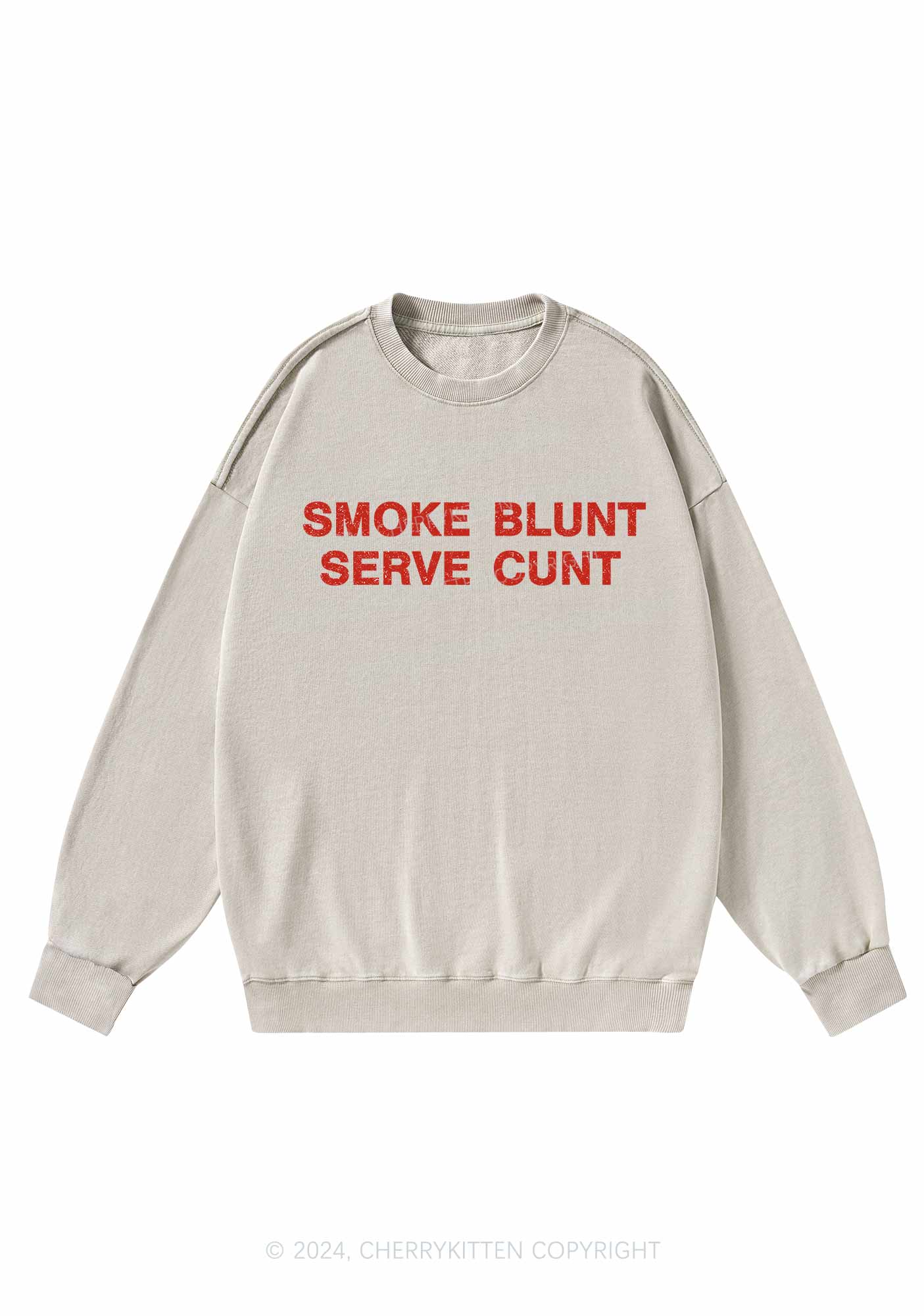 Smoke Blunt Y2K Washed Sweatshirts Cherrykitten