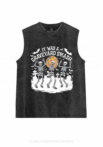 Halloween Graveyard Smash Y2K Washed Tank Cherrykitten