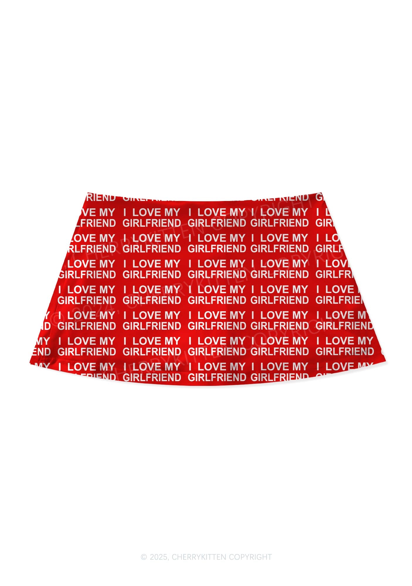 I Love My Girlfriend Y2K Print Mini Skirt Cherrykitten