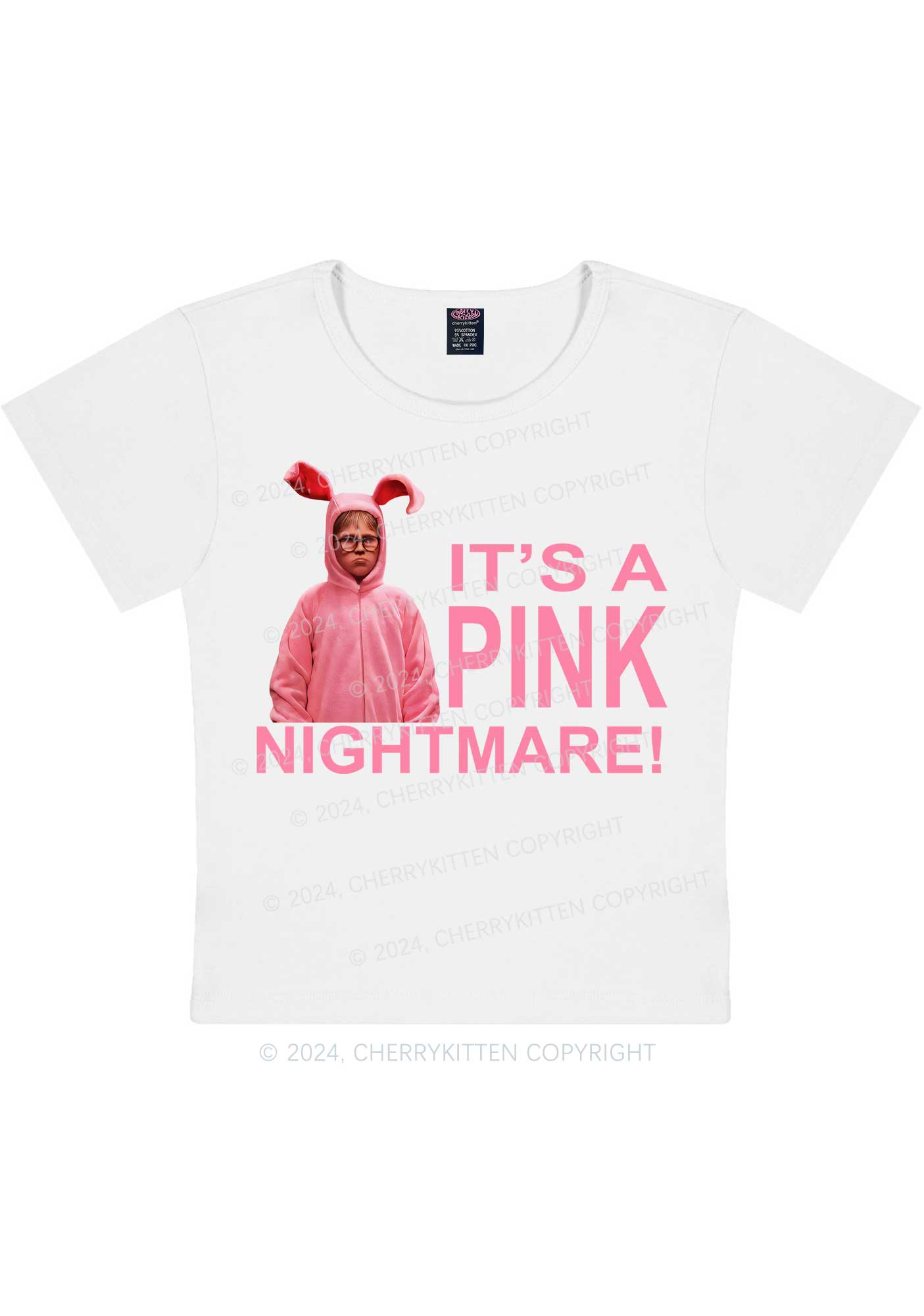 Christmas Pink Nightmare Y2K Baby Tee Cherrykitten