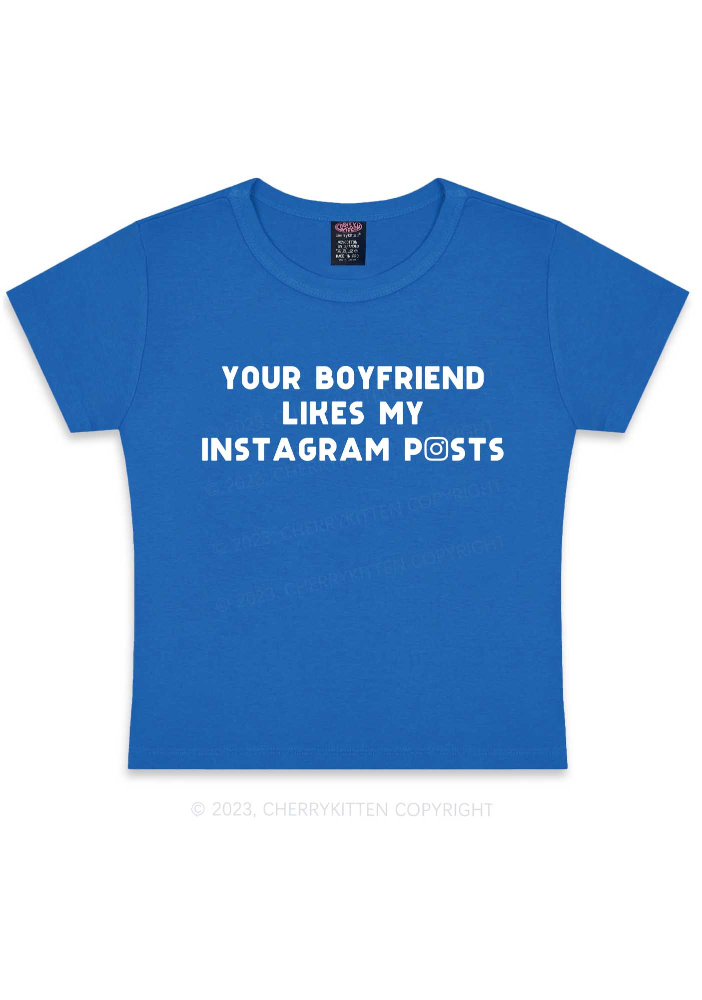 Your BF Likes My Posts Y2K Baby Tee Cherrykitten