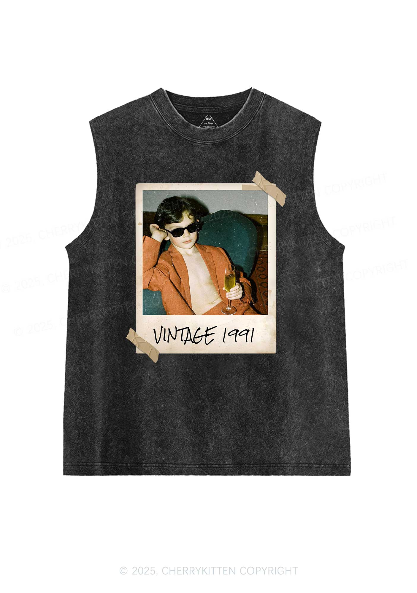 Custom Vintage Photo And Year Y2K Washed Tank Cherrykitten