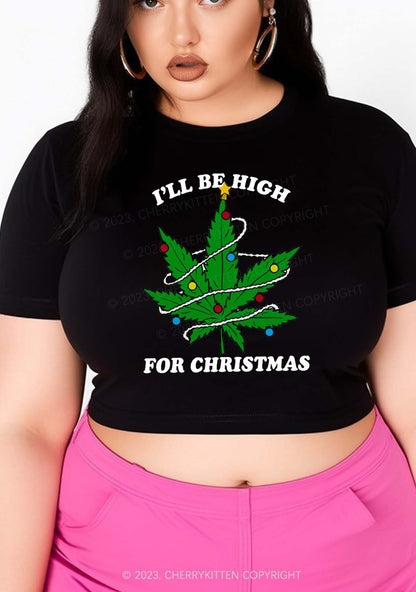 I'll Be High Christmas Y2K Baby Tee Cherrykitten