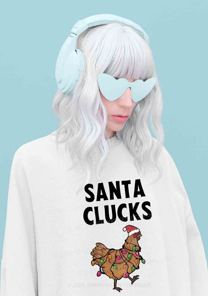 Santa Hat Clucks Christmas Y2K Sweatshirt Cherrykitten