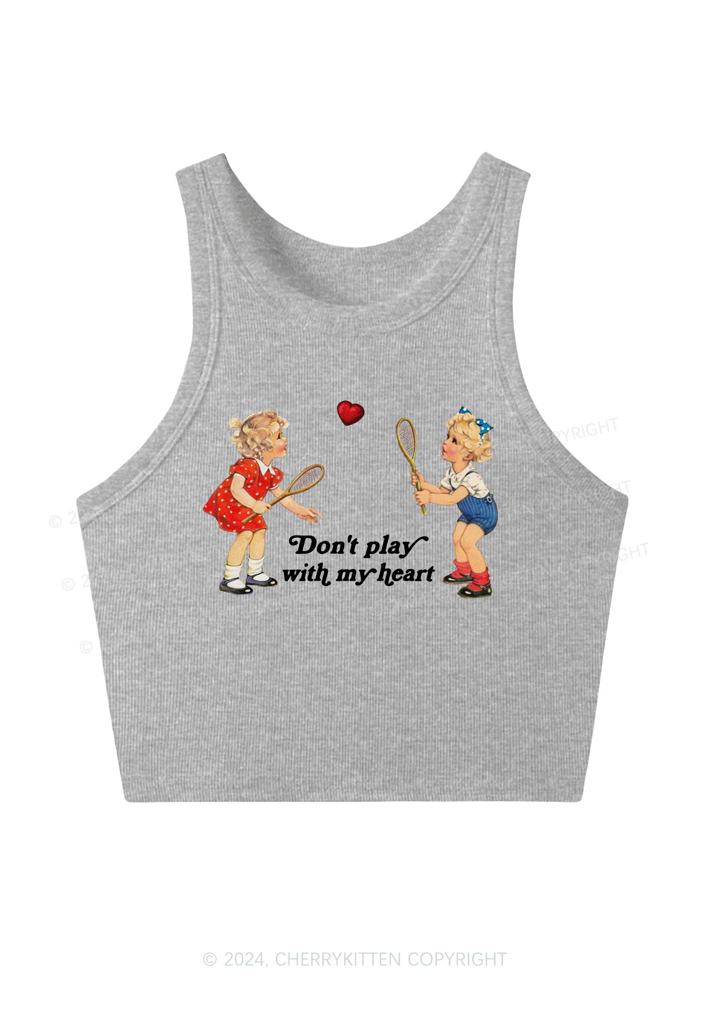 Don't Play With My Heart Y2K Crop Tank Top Cherrykitten