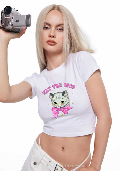 Eat Rich Cat Y2K Baby Tee Cherrykitten