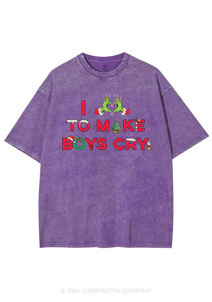 Christmas Love To Make Boys Cry Y2K Washed Tee Cherrykitten