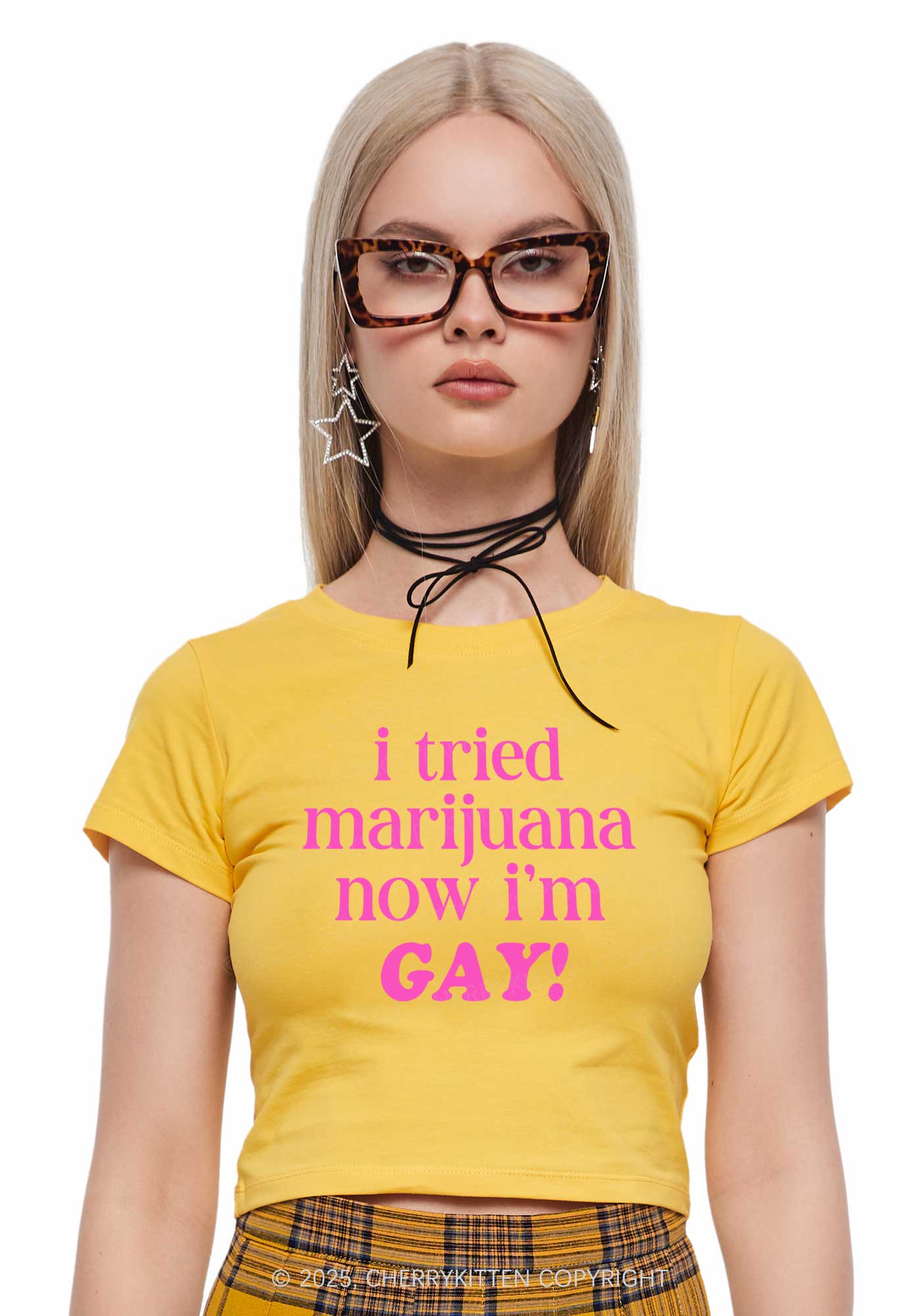 Now Im Gay Y2K Baby Tee Cherrykitten