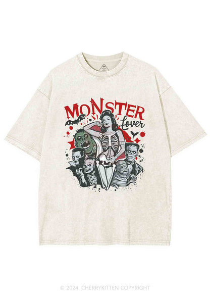 Halloween Monster Female Y2K Washed Tee Cherrykitten