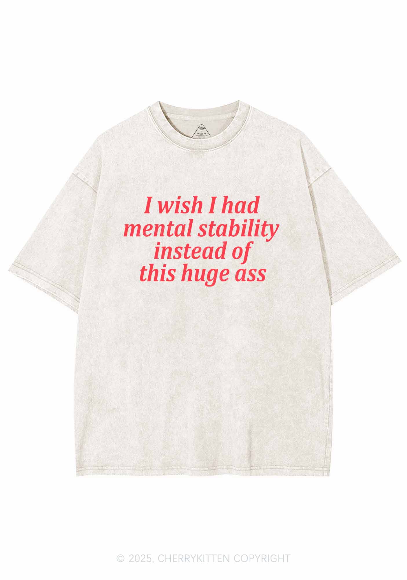 I Wish Mental Stability Y2K Washed Tee Cherrykitten