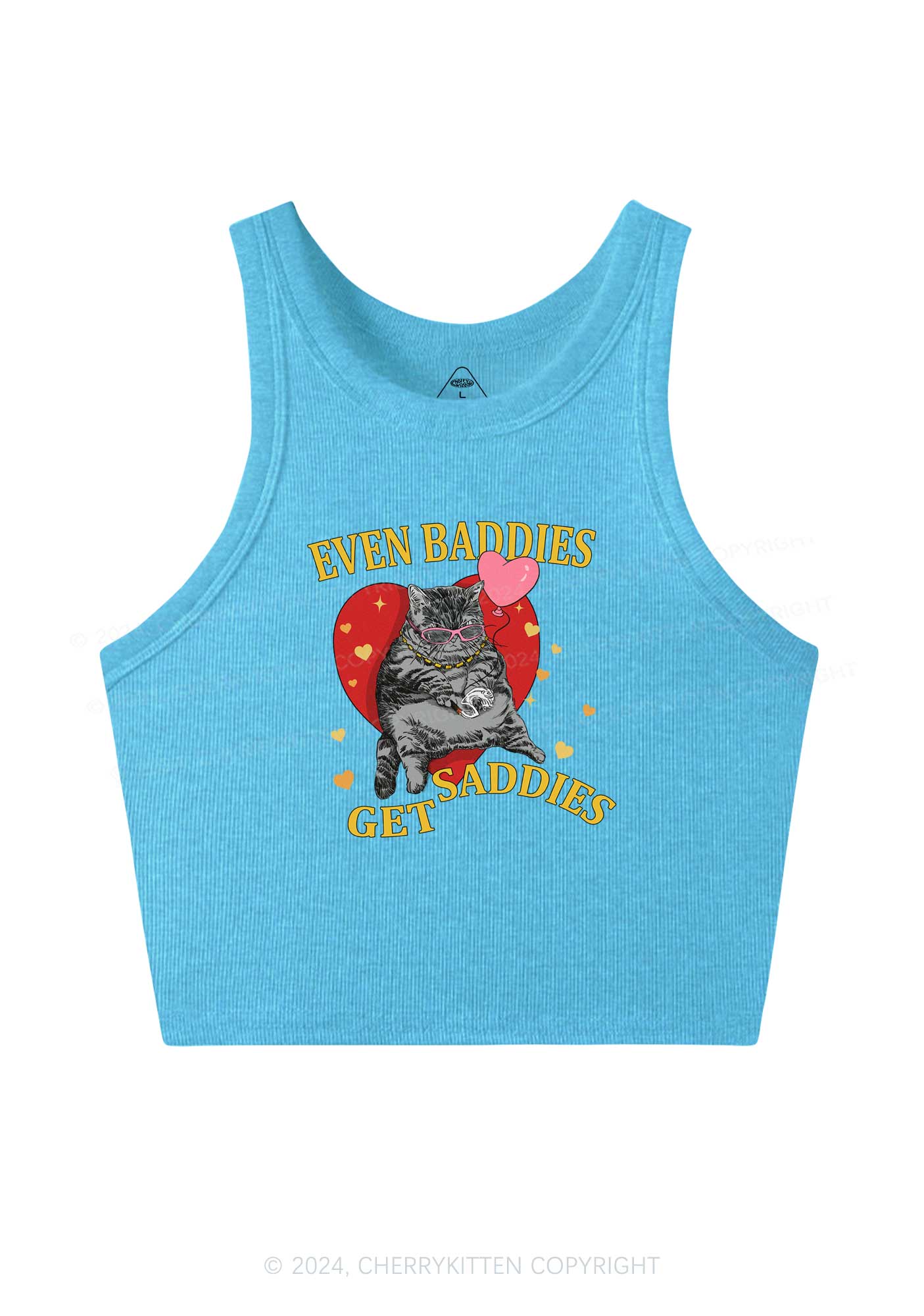 Heart Balloon Kitten Y2K Valentine's Day Crop Tank Top Cherrykitten