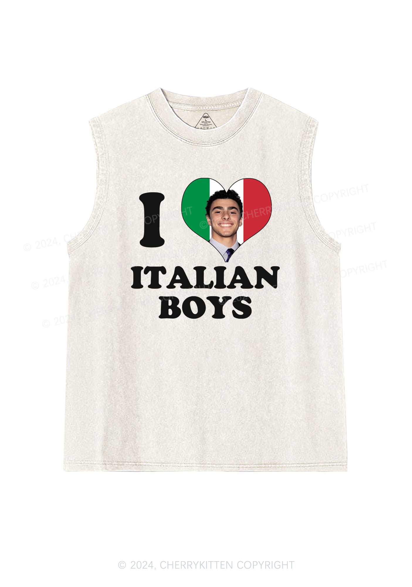 I Love Italian Luigi Y2K Washed Tank Cherrykitten