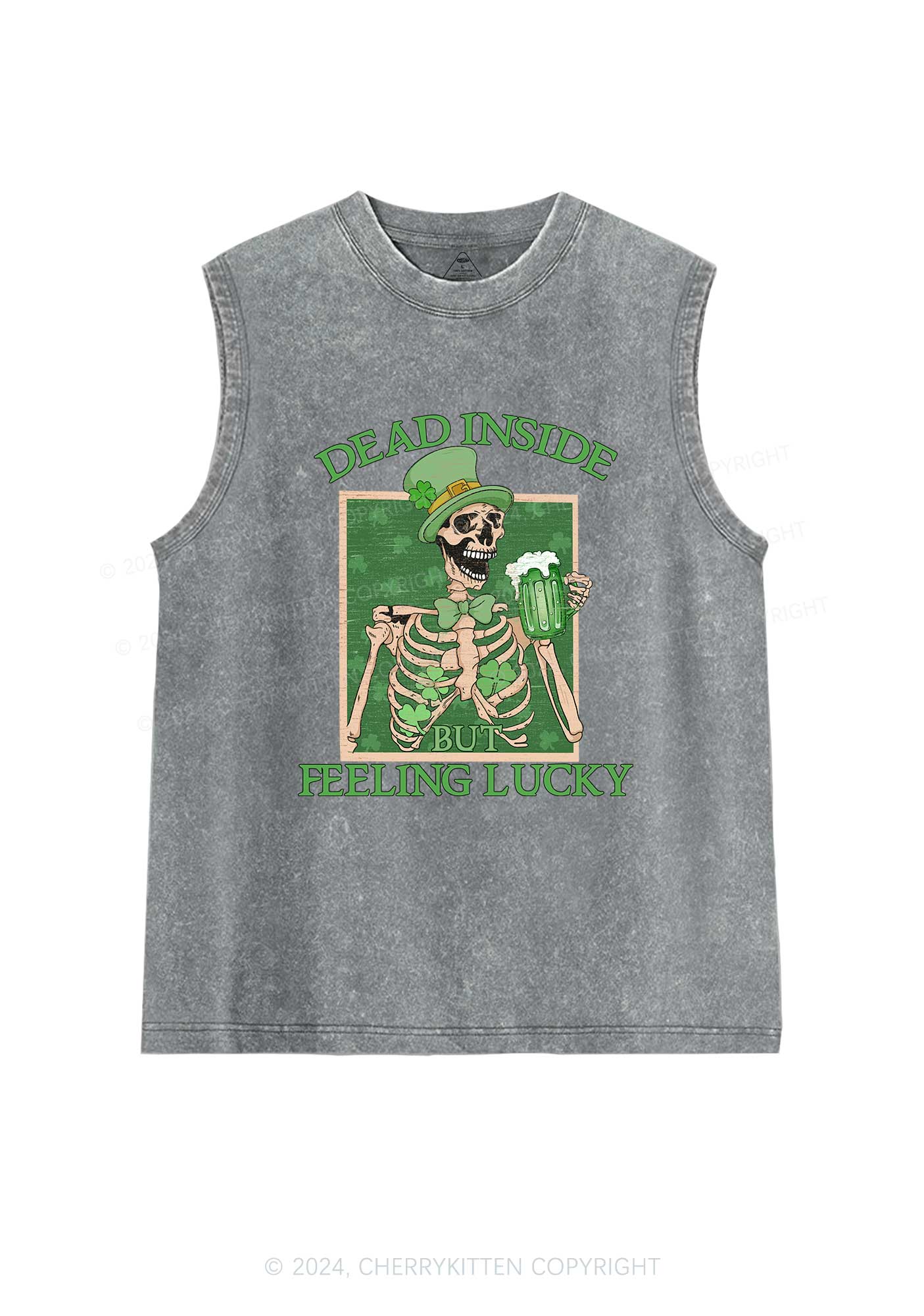 Feeling Lucky St Patricks Y2K Washed Tank Cherrykitten