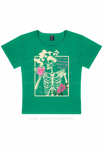 Skeleton Had Feelings Y2K Valentine's Day Baby Tee Cherrykitten