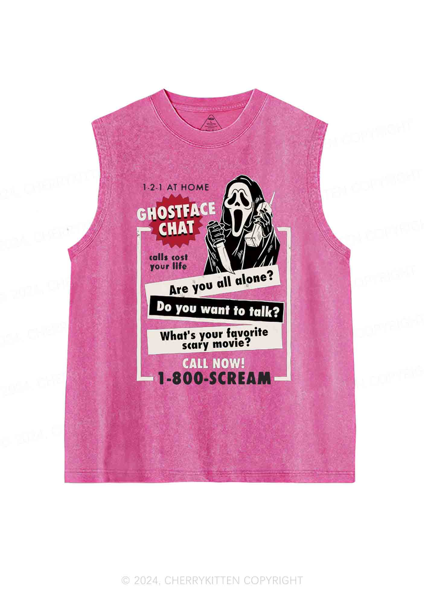 Halloween Ghost Chat Y2K Washed Tank Cherrykitten