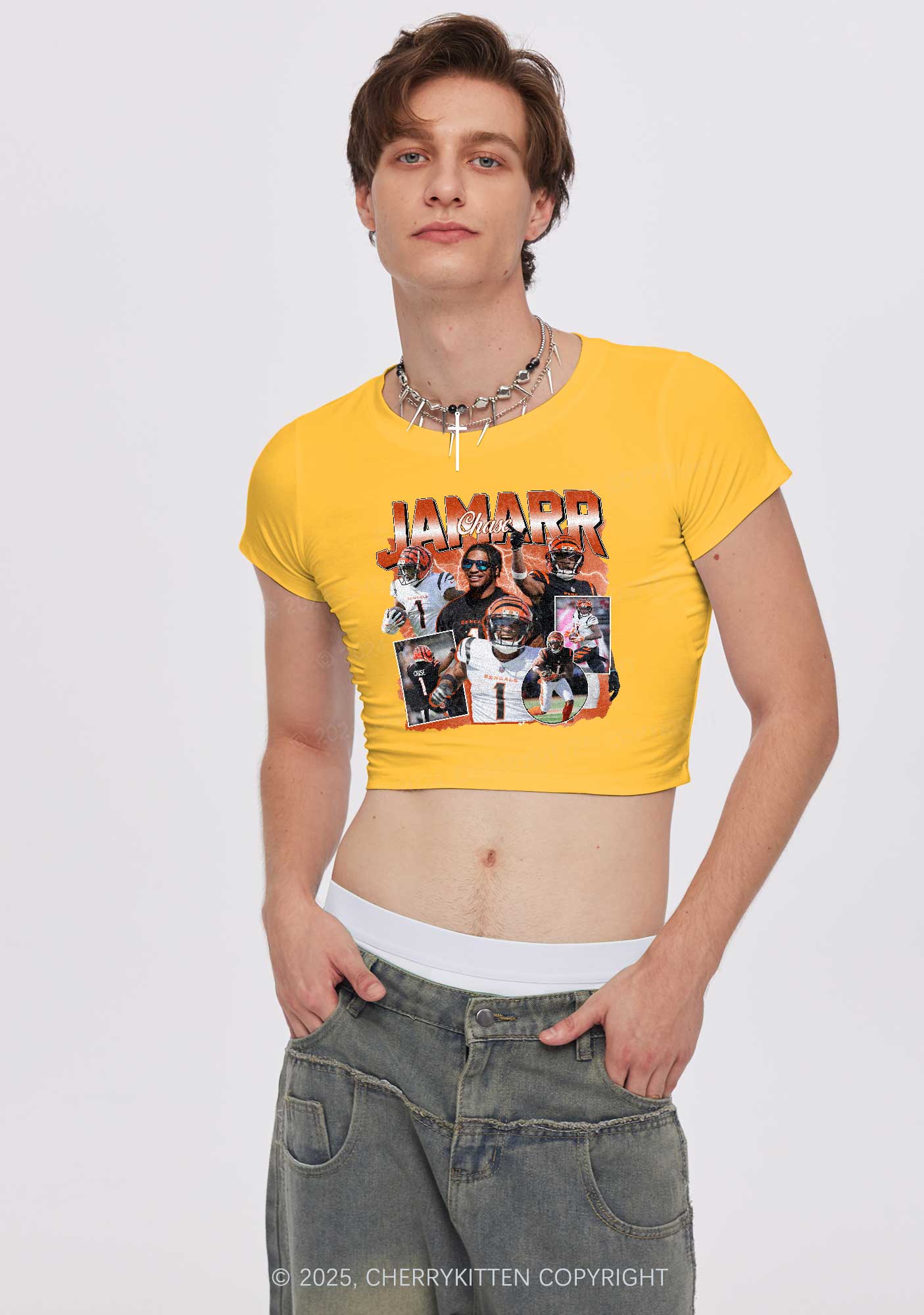 Orange Jamarr Y2K Super Bowl Baby Tee Cherrykitten