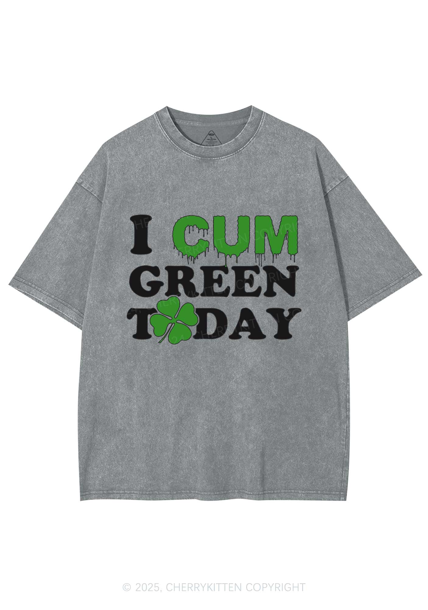 I Cxm Green Today St Patricks Y2K Washed Tee Cherrykitten