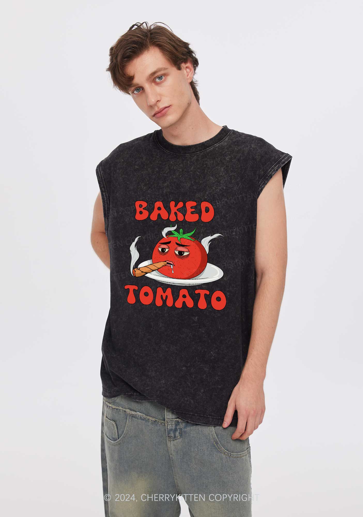 Baked Tomato Y2K Washed Tank Cherrykitten