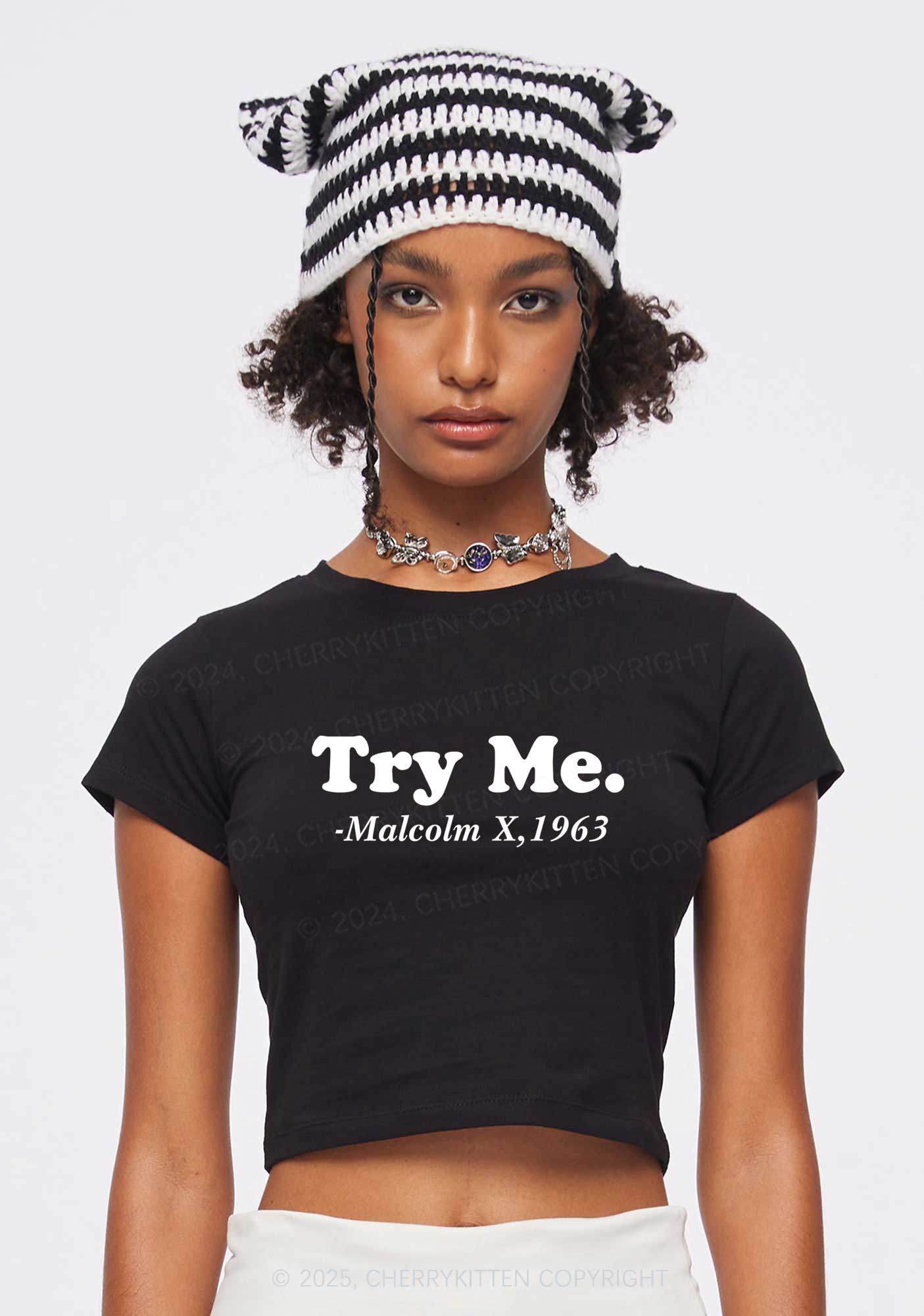 Try Me Y2K Baby Tee Cherrykitten