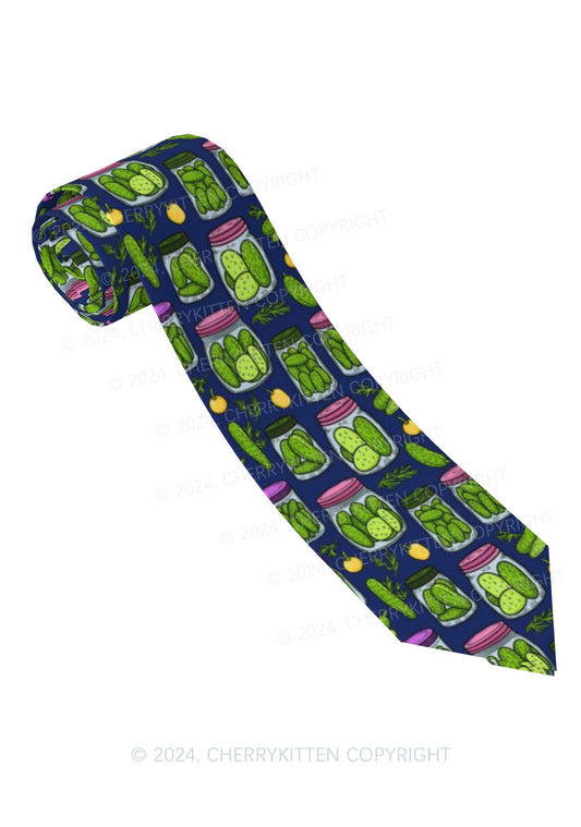 Blue Canned Pickles Y2K Necktie Cherrykitten