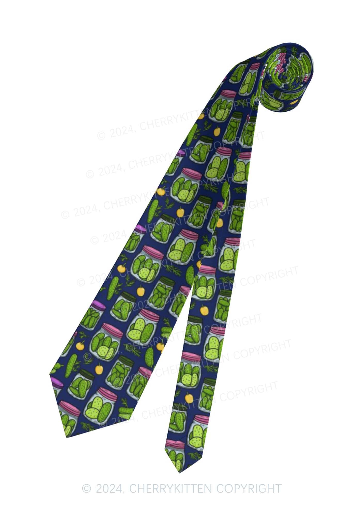 Blue Canned Pickles Y2K Necktie Cherrykitten