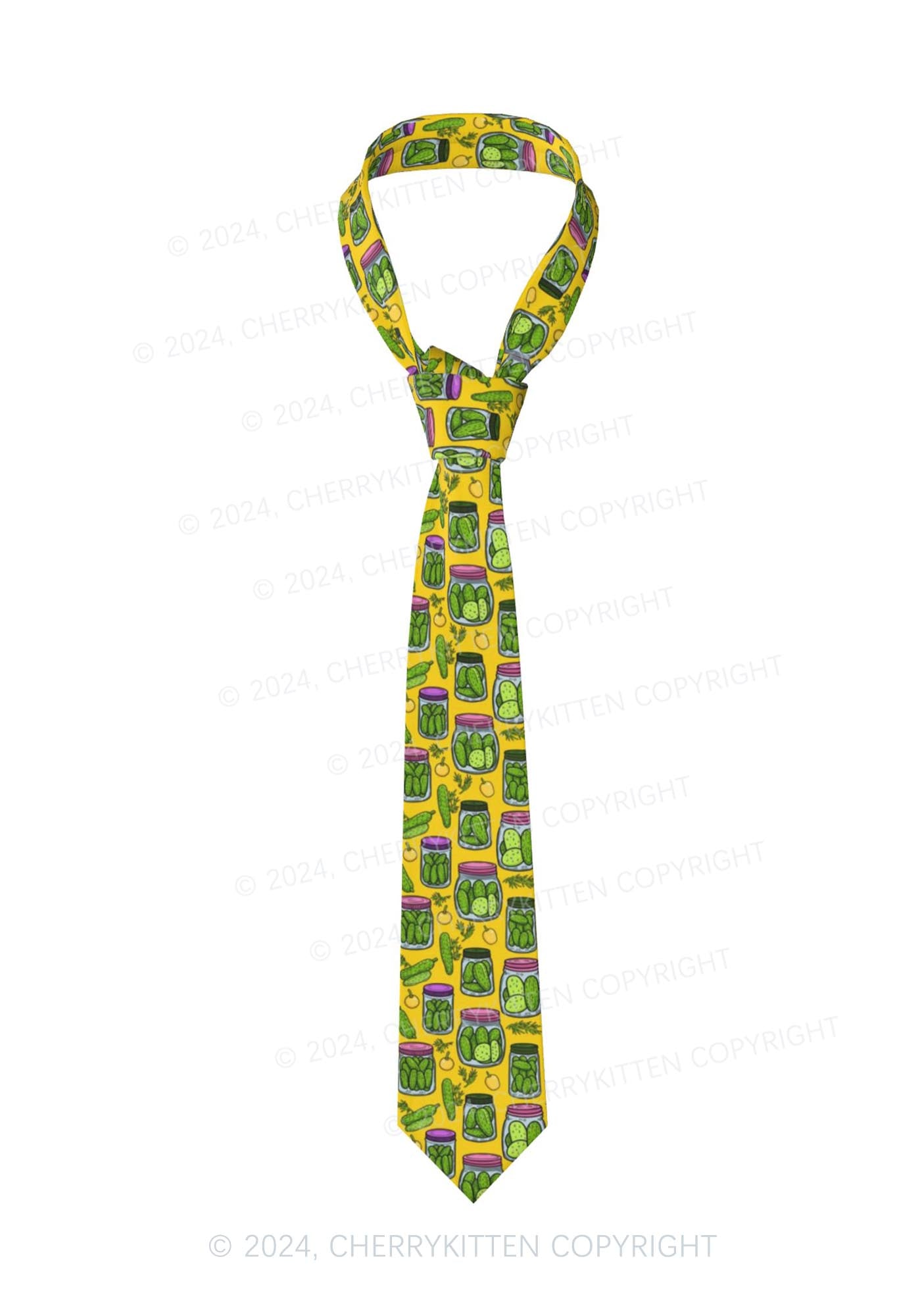 Yellow Canned Pickles Y2K Necktie Cherrykitten