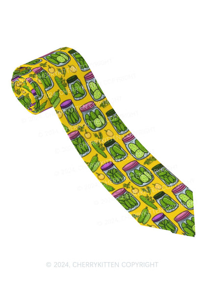 Yellow Canned Pickles Y2K Necktie Cherrykitten