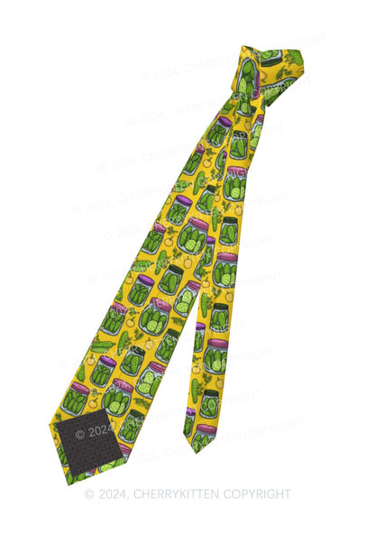 Yellow Canned Pickles Y2K Necktie Cherrykitten