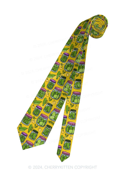 Yellow Canned Pickles Y2K Necktie Cherrykitten