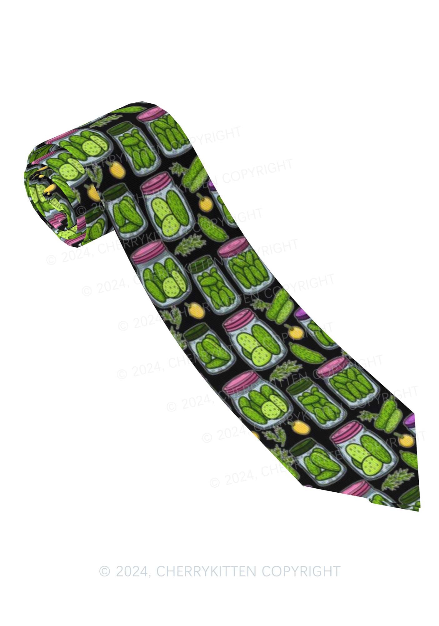 Black Canned Pickles Y2K Necktie Cherrykitten