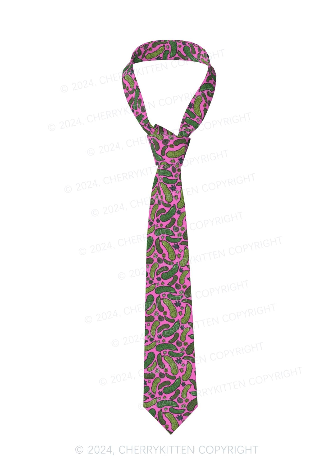 Hot Pink Cucumbers Y2K Necktie Cherrykitten