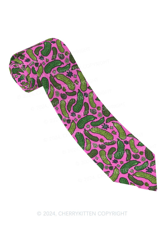 Hot Pink Cucumbers Y2K Necktie Cherrykitten