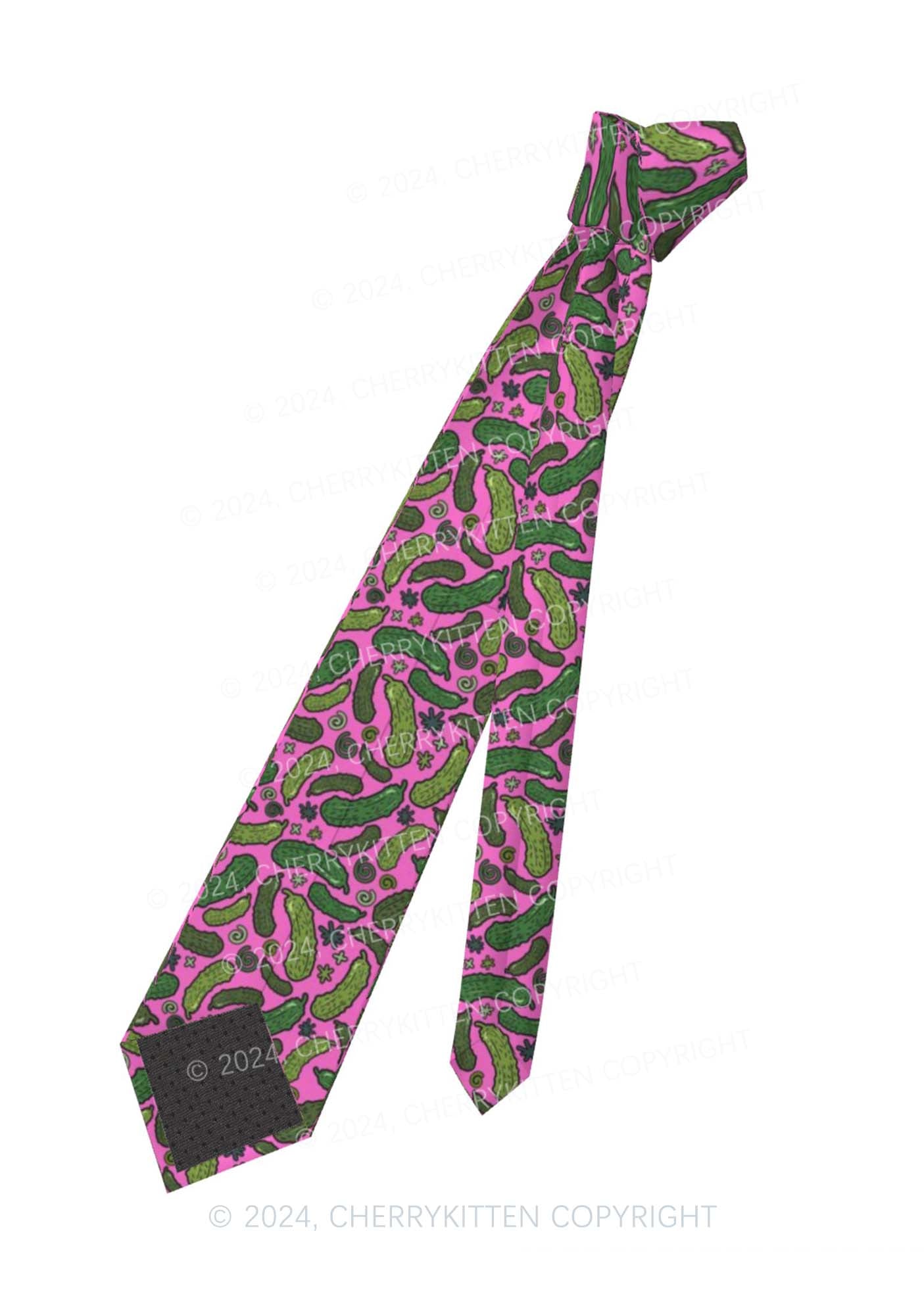 Hot Pink Cucumbers Y2K Necktie Cherrykitten