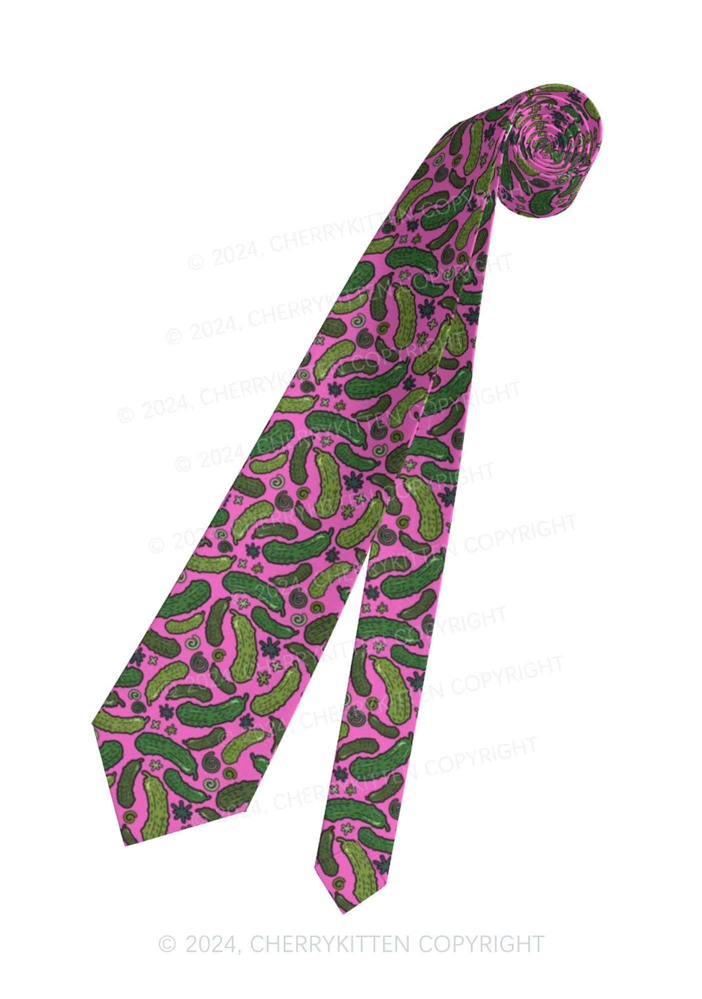 Hot Pink Cucumbers Y2K Necktie Cherrykitten