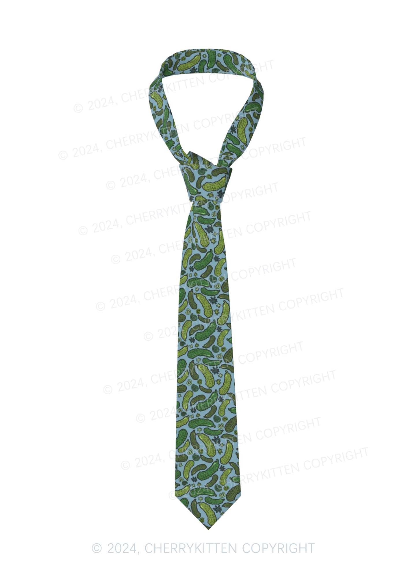 Light Green Cucumbers Y2K Necktie Cherrykitten