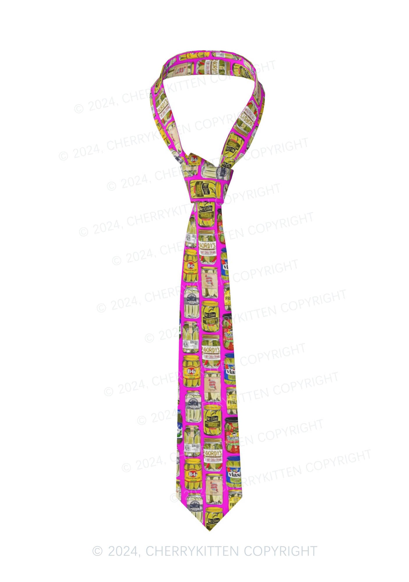 Hot Pink Pickles Y2K Necktie Cherrykitten