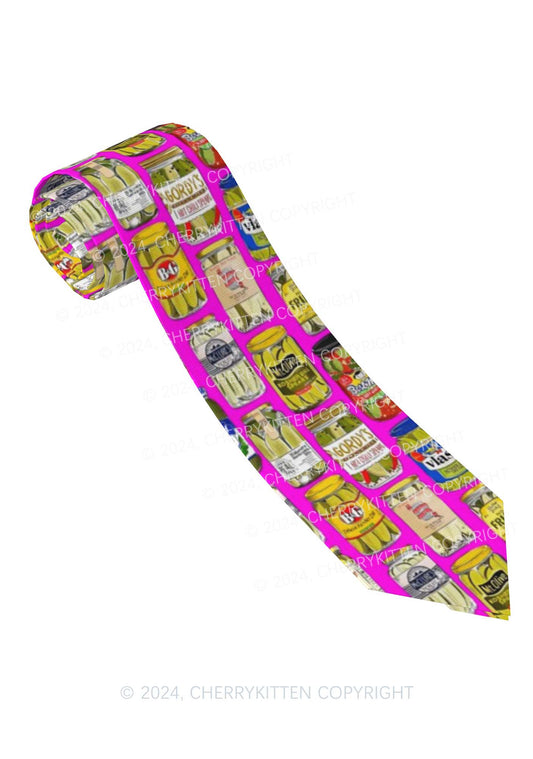 Hot Pink Pickles Y2K Necktie Cherrykitten